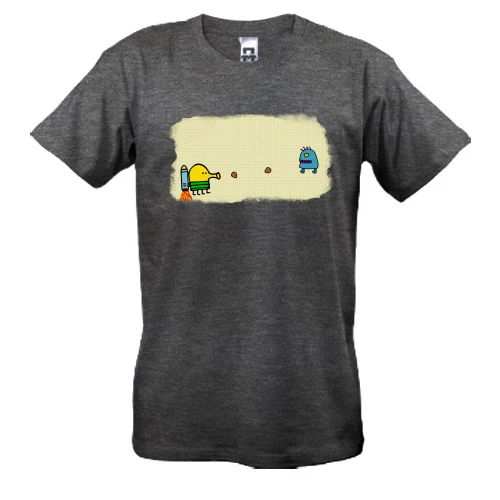 Мужская футболка, Черный, с Doodle Jump и монстриком