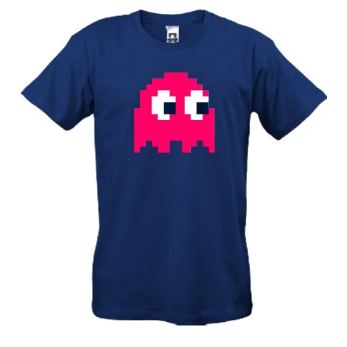 Мужская футболка, Синий, с мобом из игры Pac man