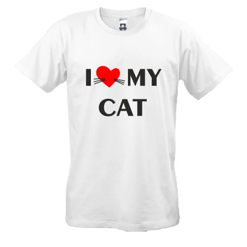 Чоловіча футболка, Білий, I love my cat