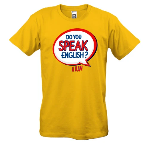 Чоловіча футболка, жовтий, з написом "Do you speak English?"