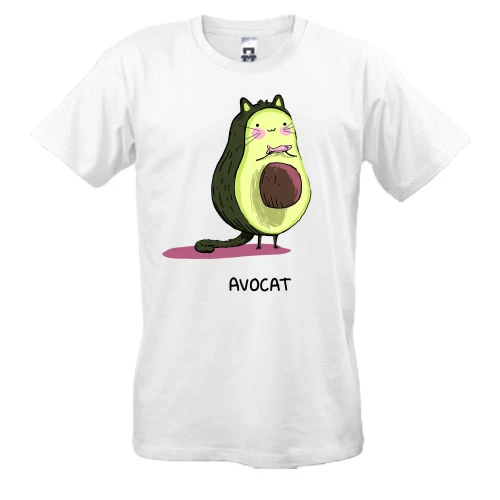 Чоловіча футболка, Білий, з котом авокадо (Avocat)