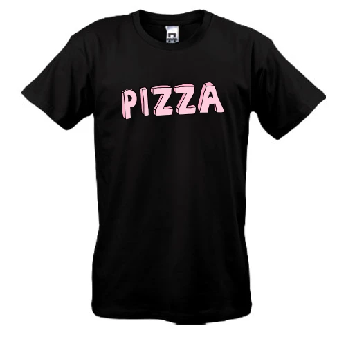 Мужская футболка, Черный, с надписью "Pizza"
