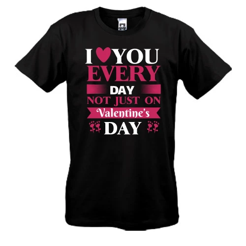 Мужская футболка, черный, I love you every day