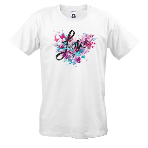 Мужская футболка, Белый, Love Heart Любовь Сердце