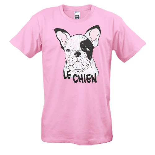 Мужская футболка, Белый, с надписью "Le Chien" и собакой