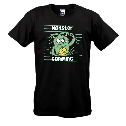 Мужская футболка, Черный, Monster coming