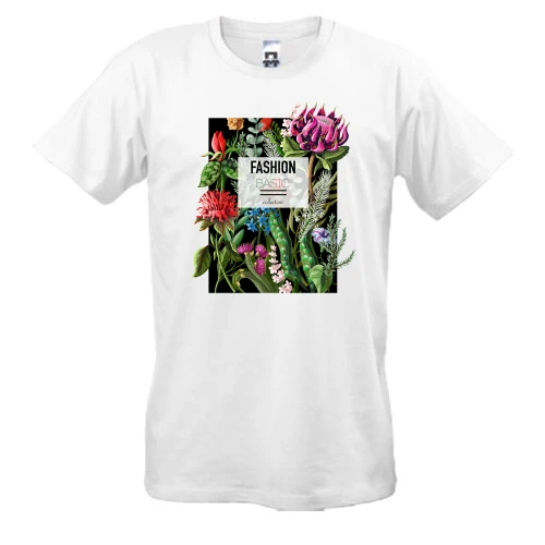 Мужская футболка, Белый, Flowers Fashion