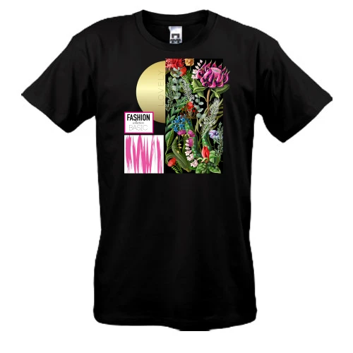 Чоловіча футболка, Чорний, Fashion Basic Flowers