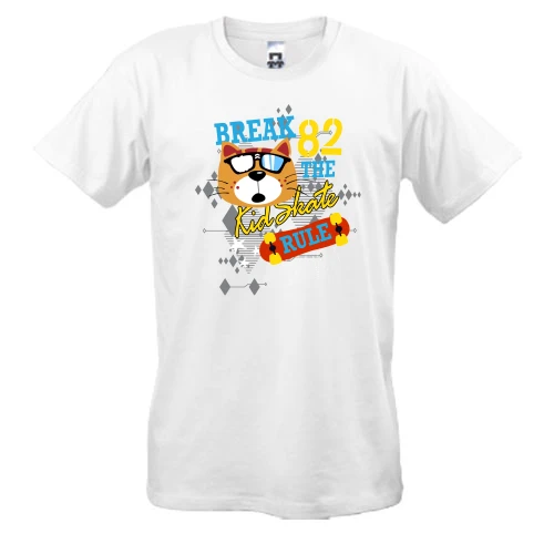 Мужская футболка, белый, Break the Kid Skate rule