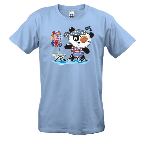 Чоловіча футболка, Синій, Cute Pirates Panda