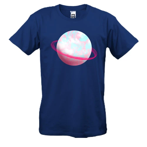 Мужская футболка, Синий, Pink planet