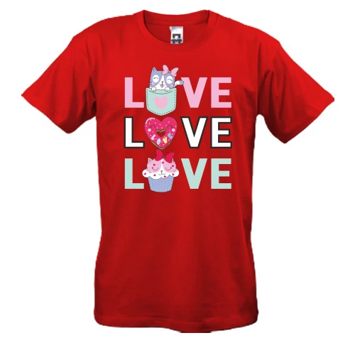Мужская футболка, Красный, Love Love Love