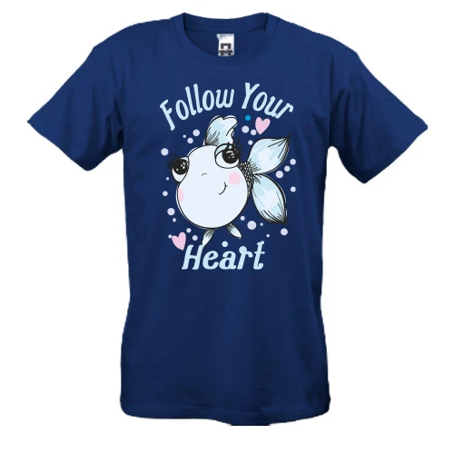 Мужская футболка, Синий, Follow Your Heart