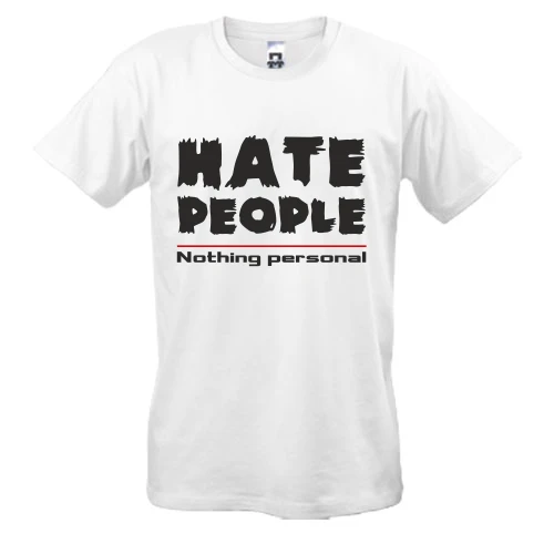 Мужская футболка, Белый, с надписью "Hate People"