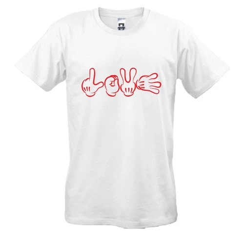 Мужская футболка, белый, Love из рук Микки
