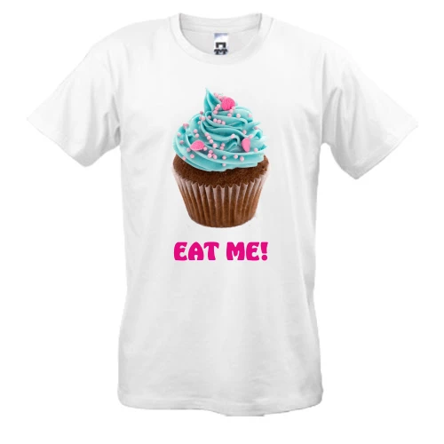 Мужская футболка, Белый, Eat me!