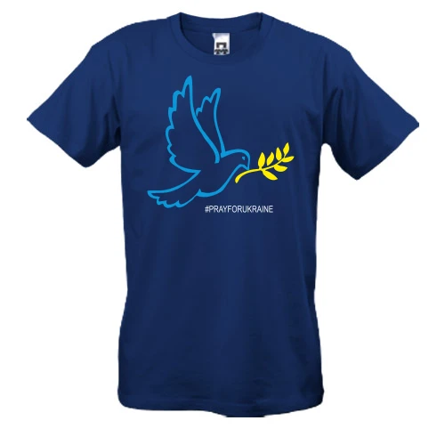Мужская футболка, Синий, Голубь мира - Pray For Ukraine