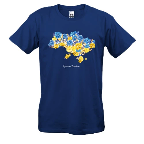 Чоловіча футболка, Синій, Україна єдина (мапа з квітів)
