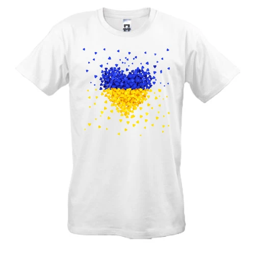 Чоловіча футболка, Білий, Жовто-сині сердечка