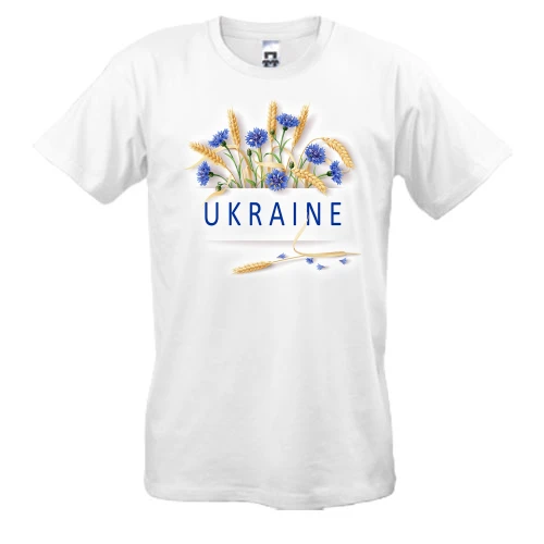 Мужская футболка, Белый, с цветами Ukraine