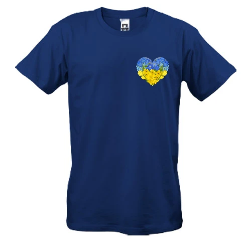 Чоловіча футболка, Синій, Серце із жовто-блакитних квітів (mini)