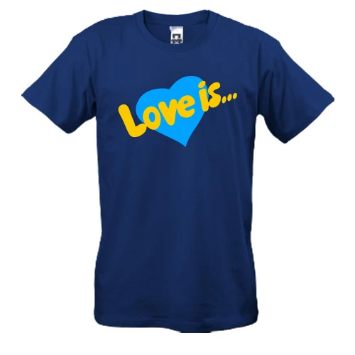 Чоловіча футболка, Синій, з Жовто-блакитною Love is.