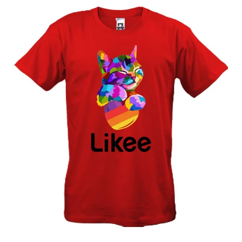 Чоловіча футболка, Червоний, з котиком "Likee"