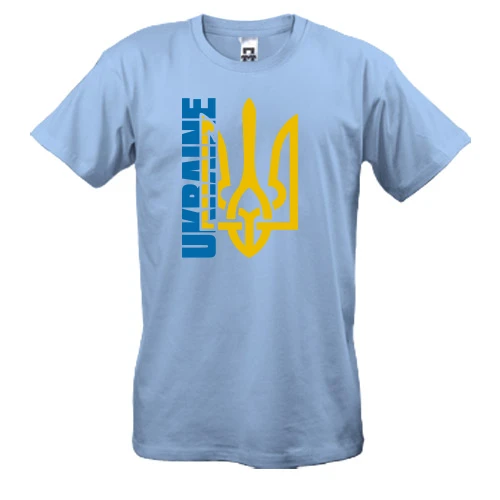 Мужская футболка, синий, с тризубом "Ukraine"