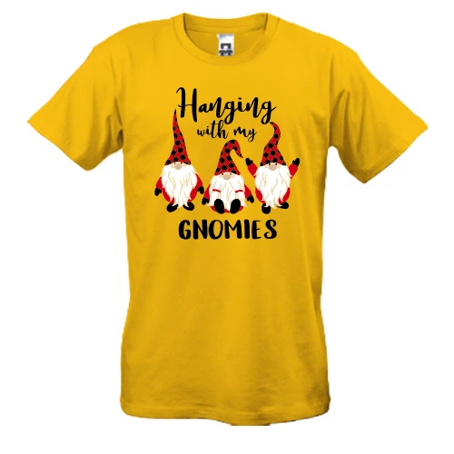 Чоловіча футболка, Жовтий, з гномами"Hanging with my gnomies"