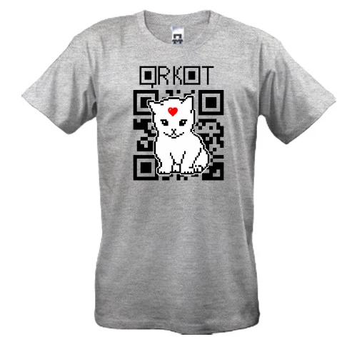 Чоловіча футболка, Сірий меланж, "QR кіт"
