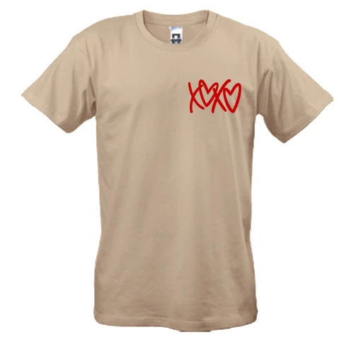 Мужская футболка, Белый, XO-XO с сердечками