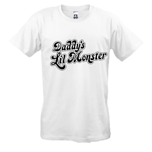 Мужская футболка, Белый, Харли Квинн Daddy's Lil Monster