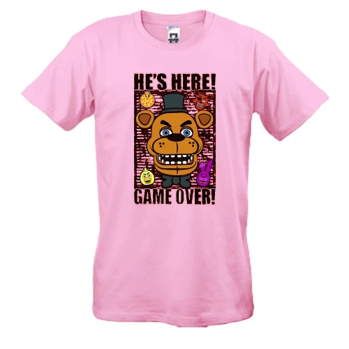 Чоловіча футболка, Рожевий, FNAF He`s Here - Game over