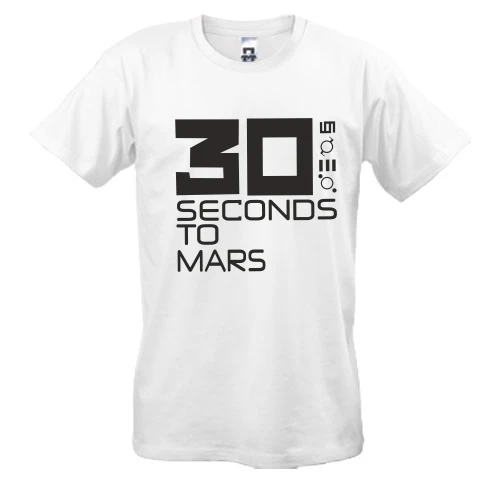 Мужская футболка, Синий, с цифрой 30 и глифами 30 Seconds to Mars