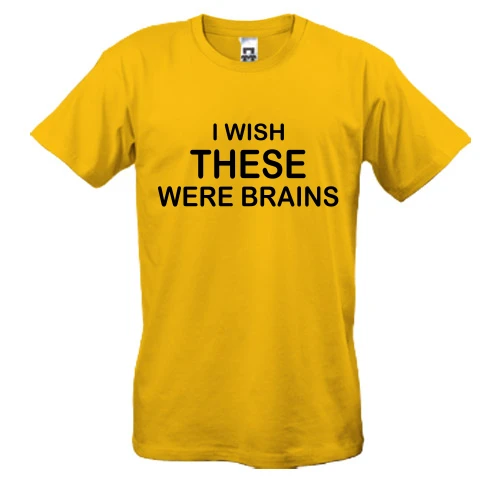 Мужская футболка, Желтый, I wish these were brains