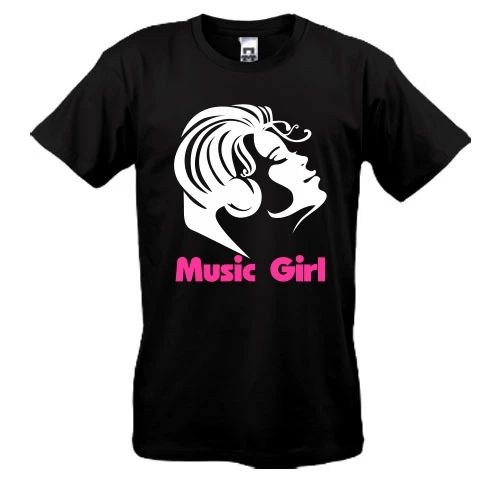 Мужская футболка, Черный, Music Girl