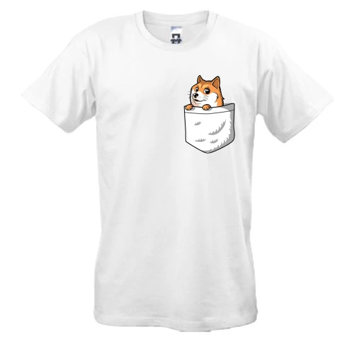 Чоловіча футболка з wow doge в кишені