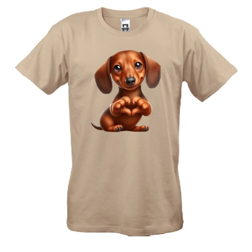 Чоловіча футболка, Білий, Такса показує сердечко