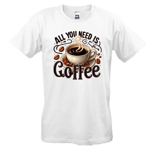 Мужская футболка, Белый, All You need is Coffee