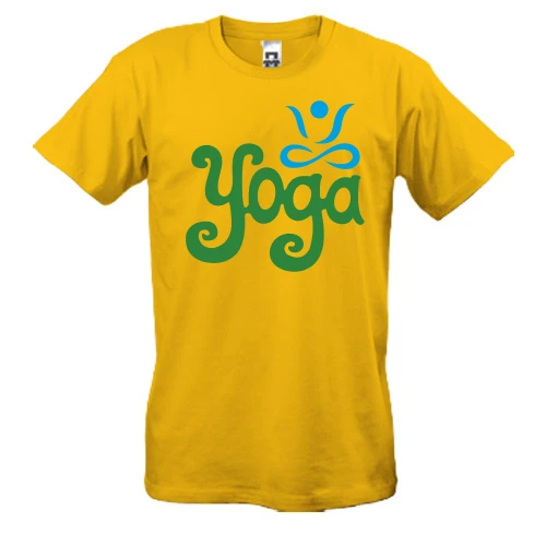 Мужская футболка, Желтый, с надписью Yoga