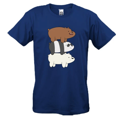 Мужская футболка, Синий, We bare bears (3 медведя)