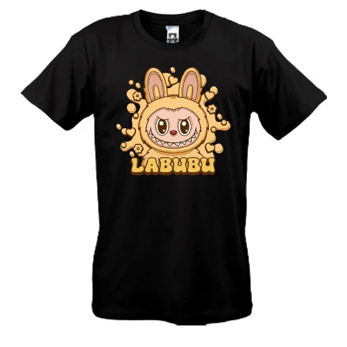 Мужская футболка, Черный, Labubu желтый