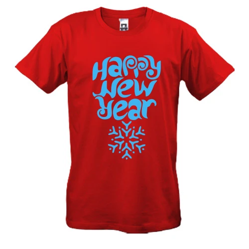 Чоловіча футболка, Червоний, зі сніжинкою Happy New Year