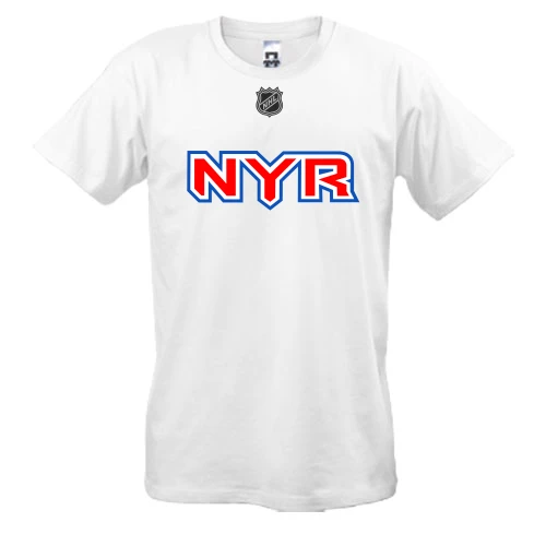 Мужская футболка, Белый, New York Rangers с крупными буквами NYR
