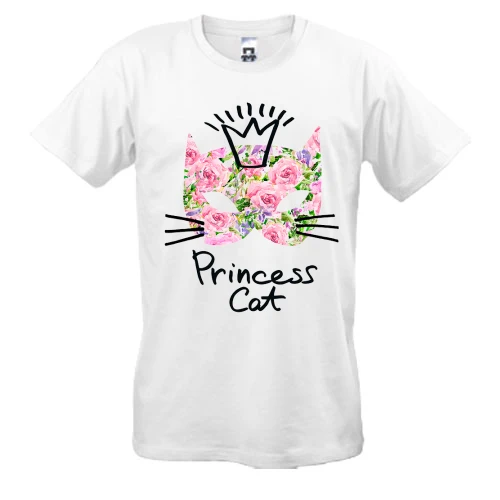 Чоловіча футболка, Білий, Princess cat (з квітів)