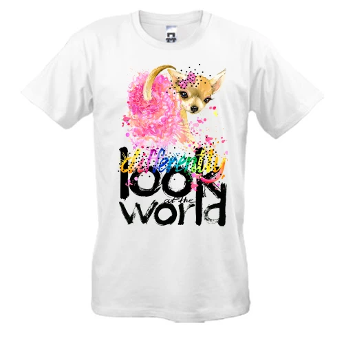 Чоловіча футболка Look at the world differently з собачкою