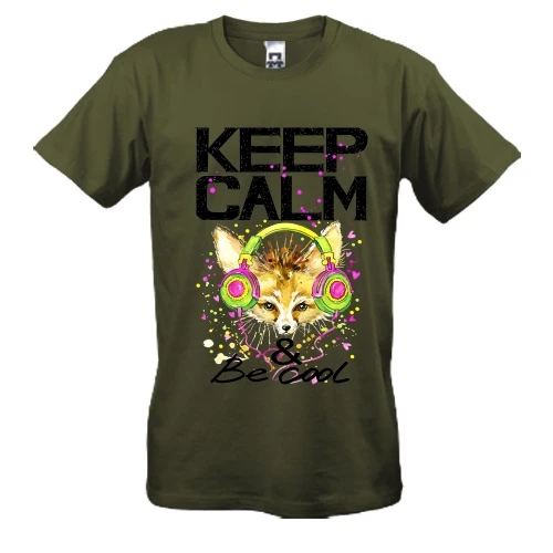 Мужская футболка с лисой Keep calm & be cool