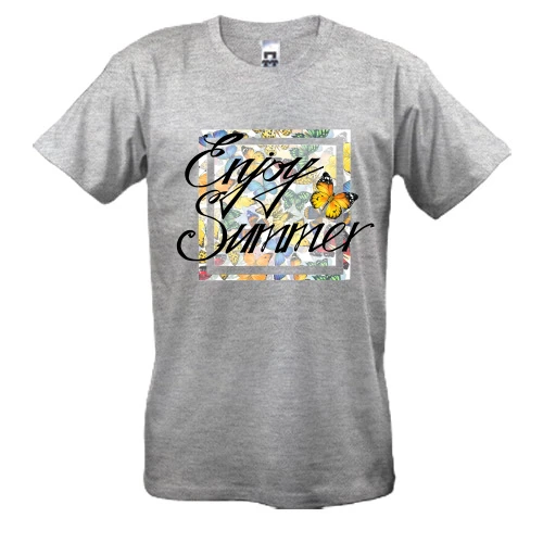 Мужская футболка, Серый меланж, Enjoy summer (1)