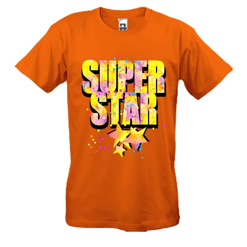 Мужская футболка, Красный, Super star (звёзды)