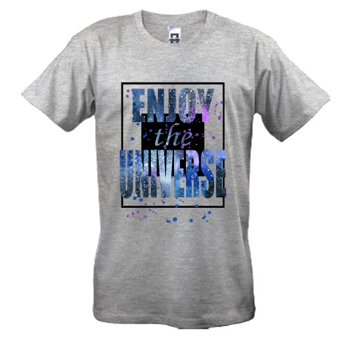 Мужская футболка с космической надписью «Enjoy the universe»